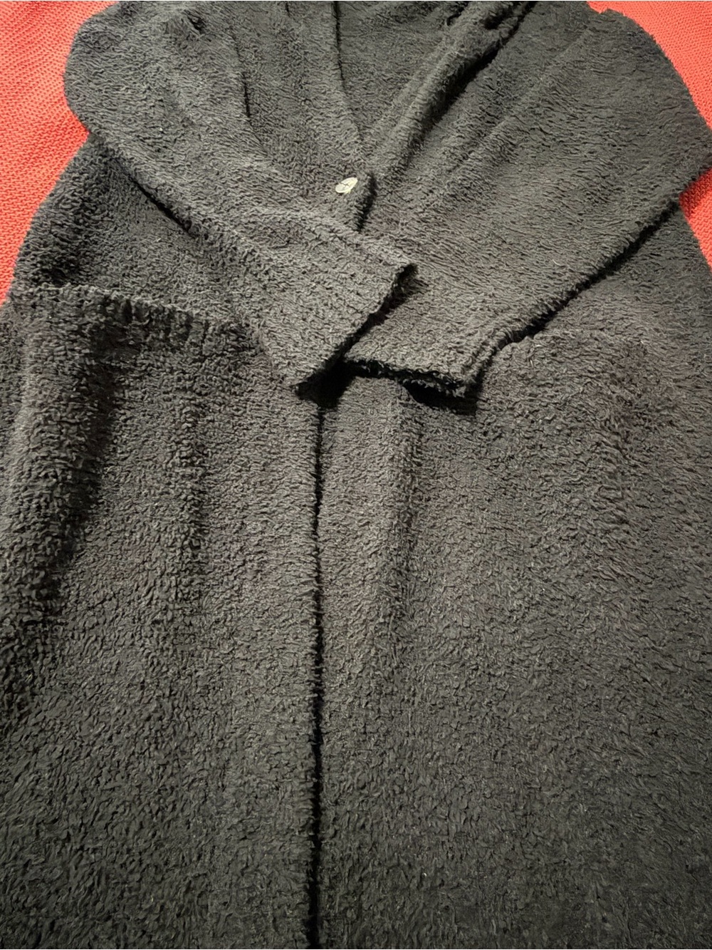 UGG Black Plush Teddy Hooded Long Coatigan - Picture 3 of 8